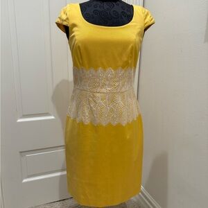 Yellow Cap Sleeve Dress with Lace Detail